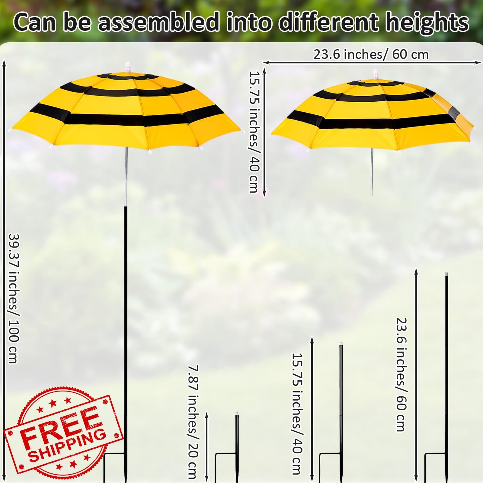 Sunnymove Plant Umbrellas Bee Yellow 3 4pk