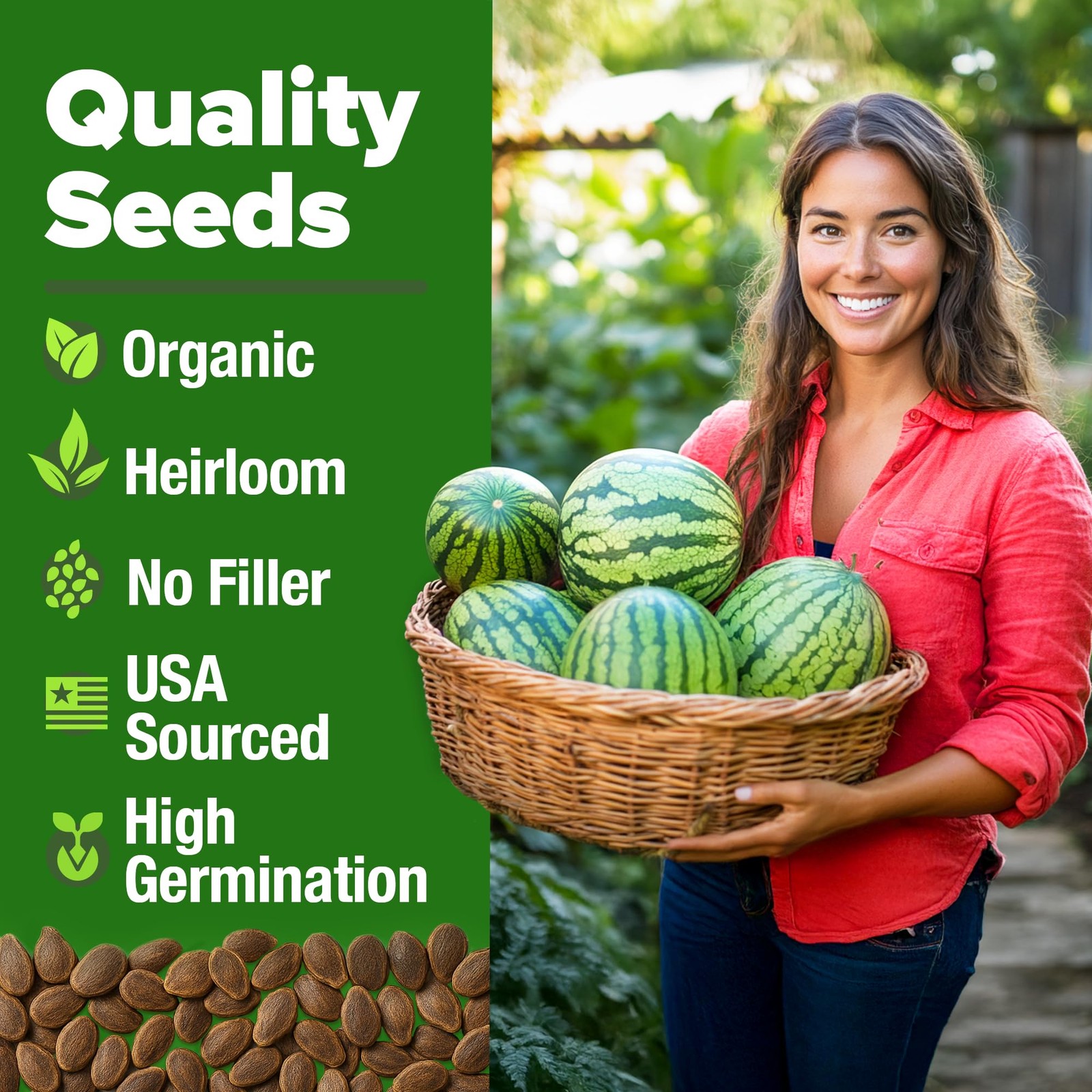 Organic Watermelon Seeds Non-GMO Heirloom for Home Gardens – Citrullus lanatus