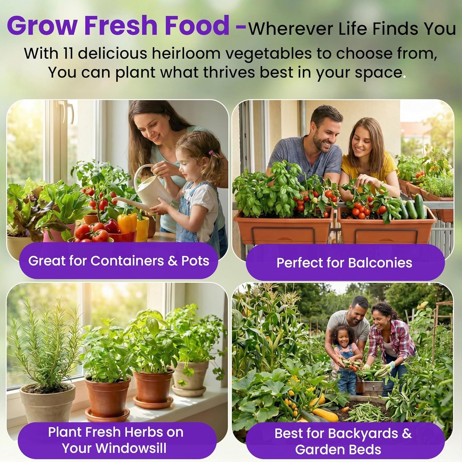 Vegetable and Fruit Heirloom Seeds Pack with 4800 Survival Seeds Non-GMO Garden