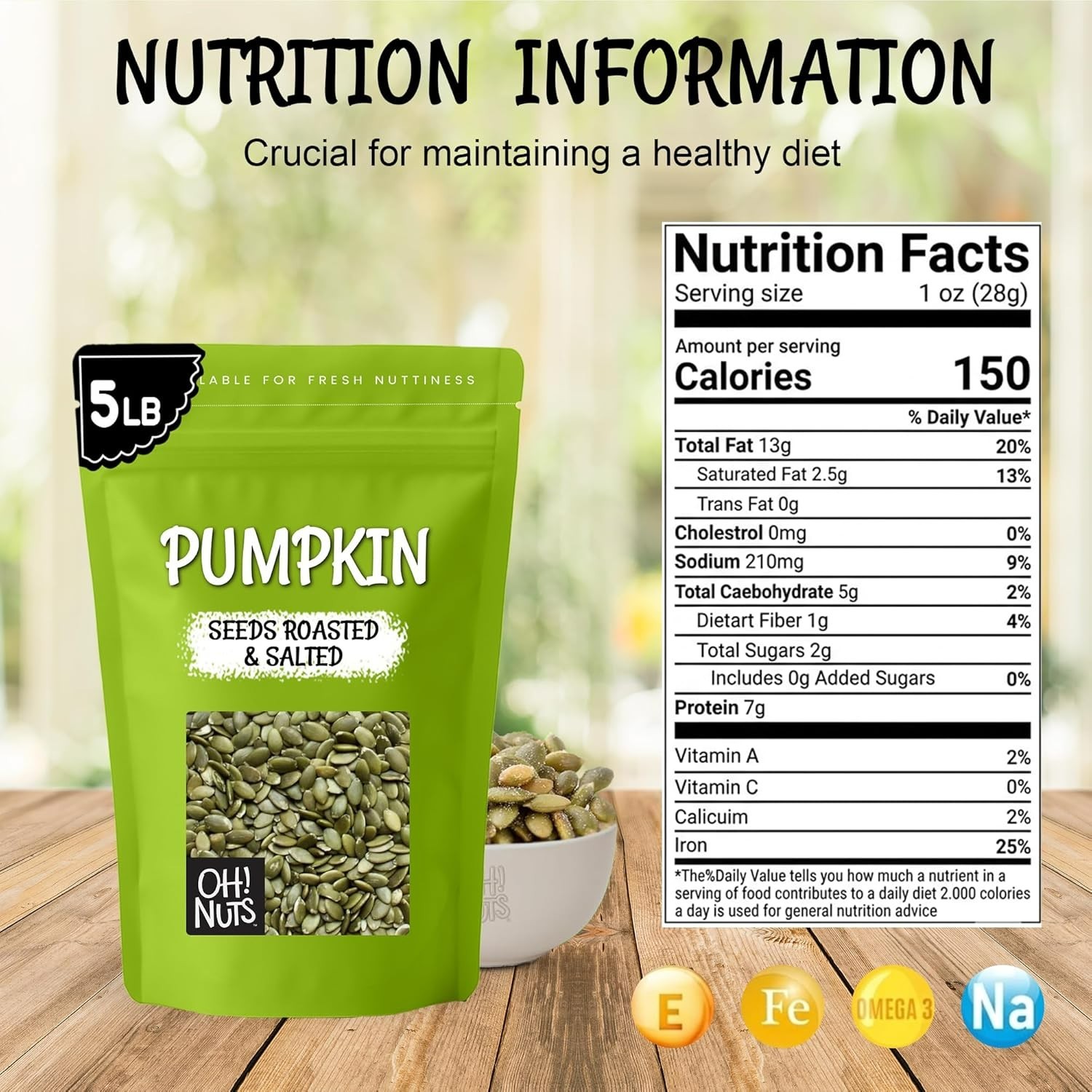 5 lb Roasted & Salted Pumpkin Seeds – Healthy Pepitas Snack