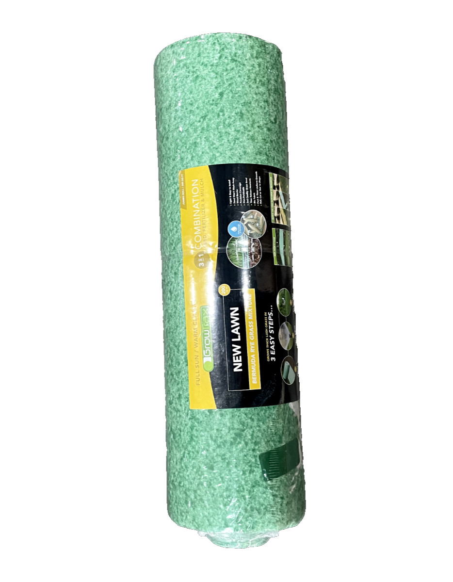 Growtrax Grass Seed Mat, Bermuda Rye – 200 Sqft Jumbo Roll