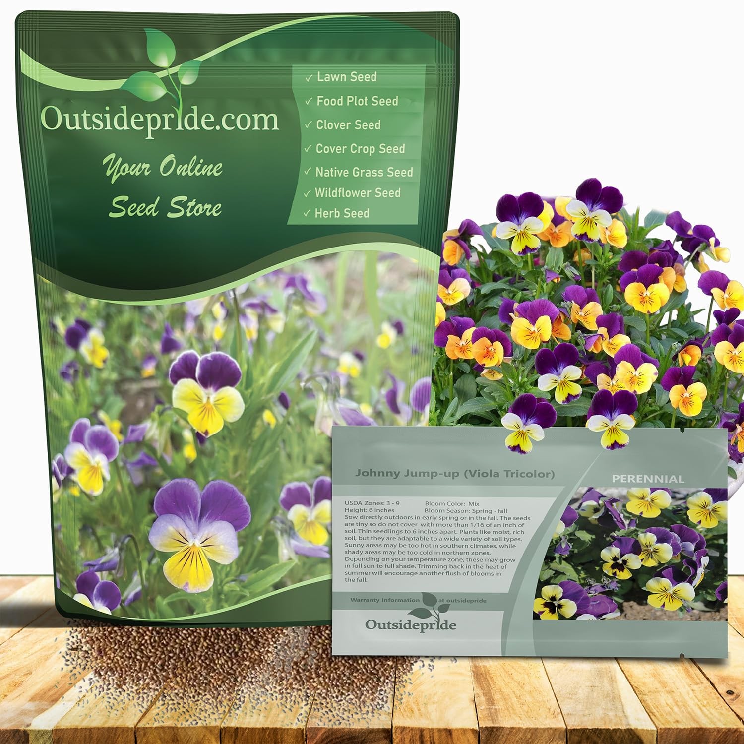 Johnny Jump Up Viola Wild Flower Seeds – 1/2 lb Easy-to-Grow, Compact & Hardy…