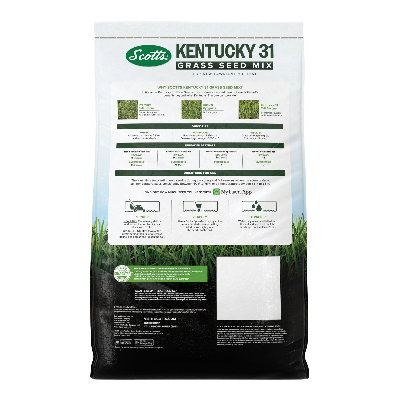 Premium Kentucky 31 Grass Seed Mix – Covers 10,000 sq ft, 40 lb for Lush Lawn