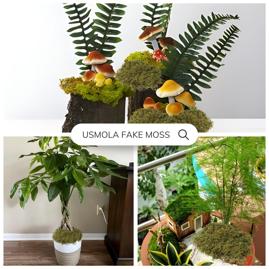 USMOLA Fake Green Moss for Potted Plants, 4OZ (113g), Fresh 140gr
