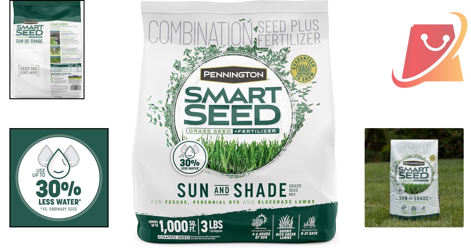 Grass Seed Mix 3 lb Tall Fescue Ryegrass Shade Sun Hybrid Lawn Fertilizer