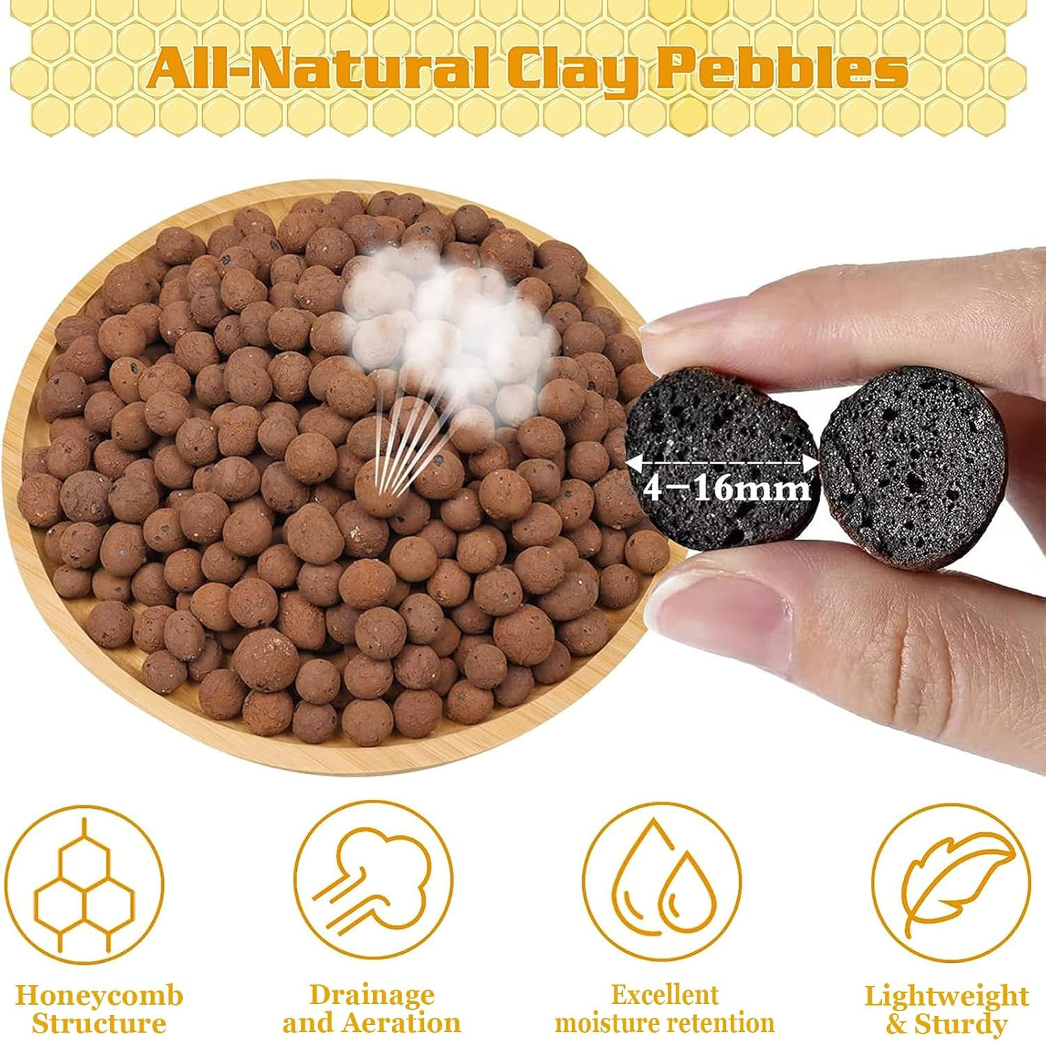 10 LB Organic Leca Clay Pebbles for Plants, 4Mm-16Mm 100% Natural Leca Balls for