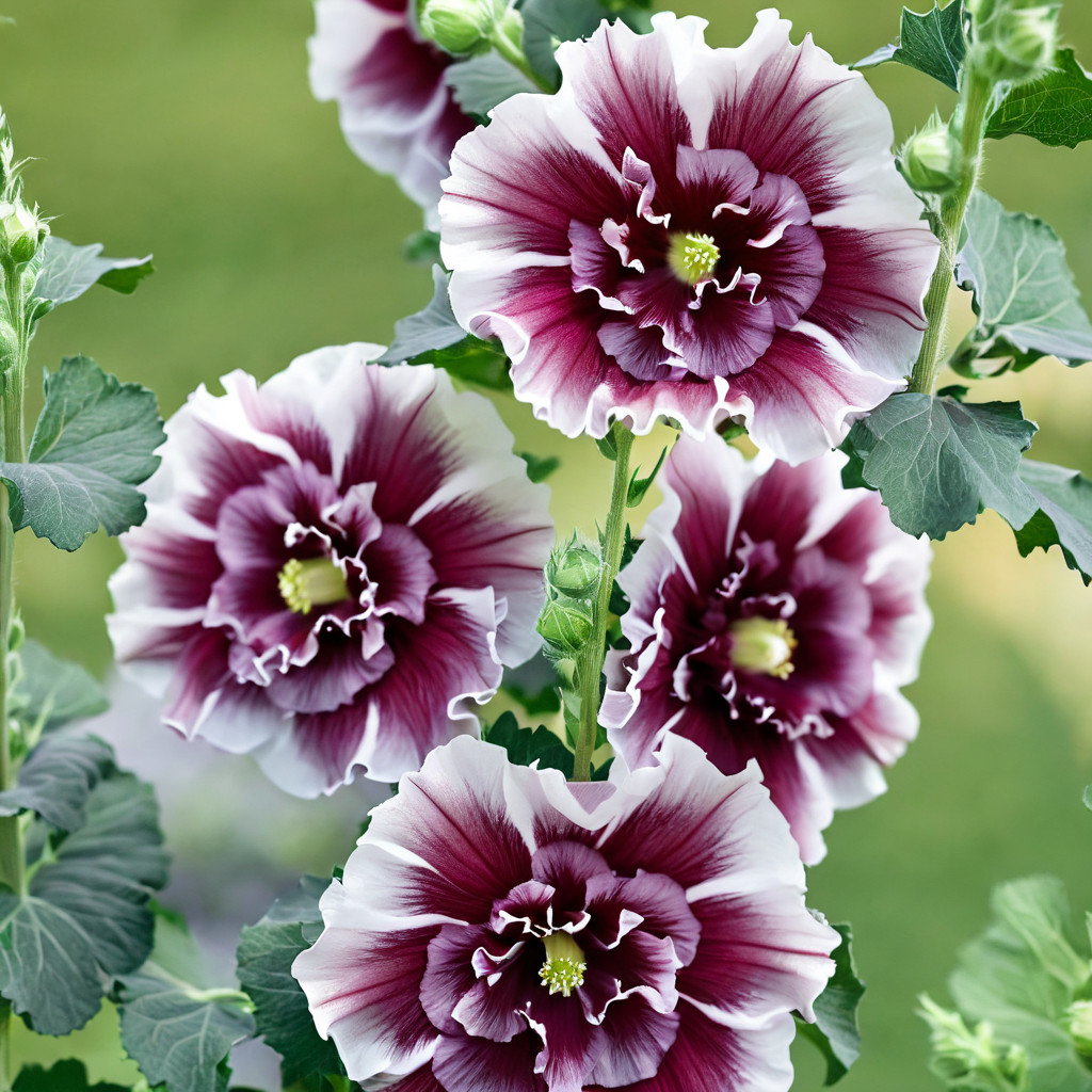 25Double Purple Hollyhock Seeds Perennial Flower Seed Flowers US SELLER