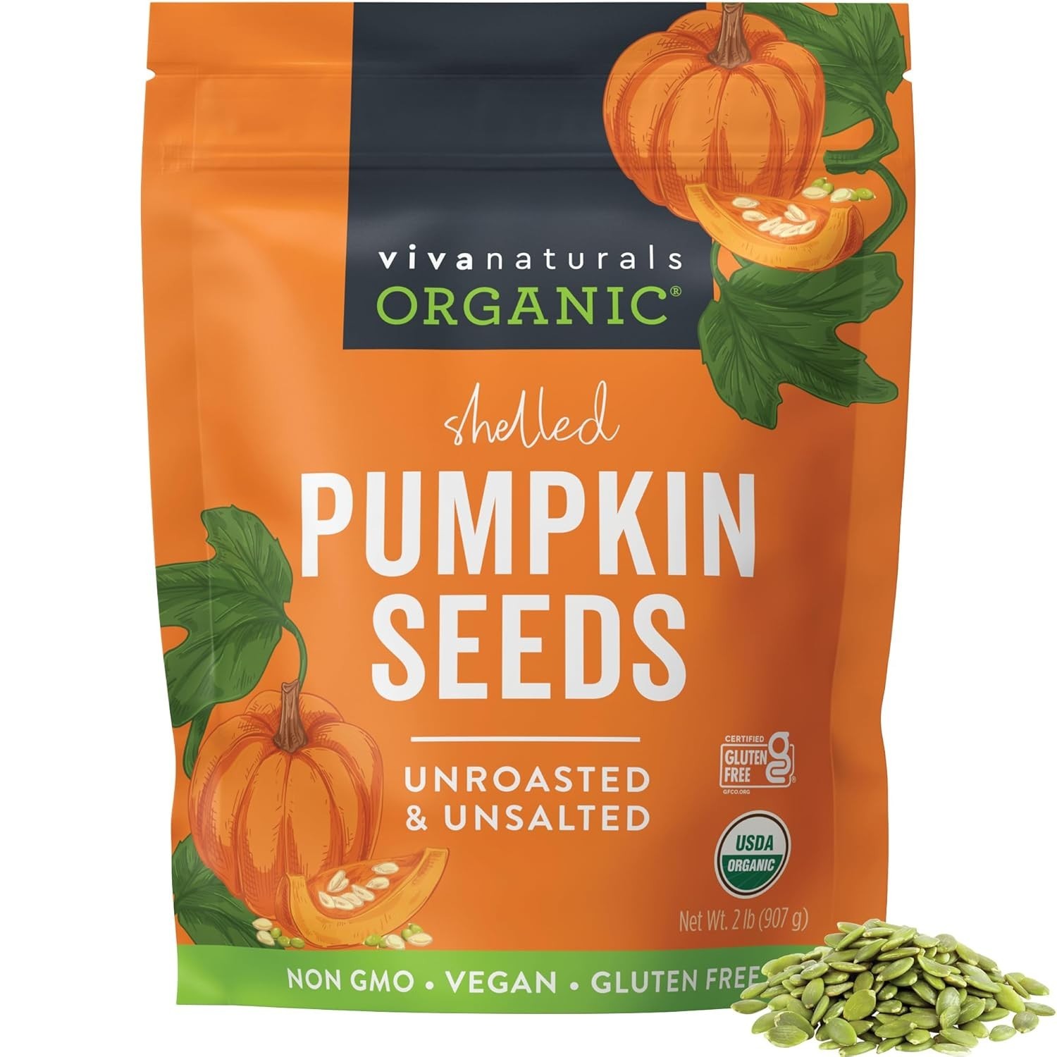 32 oz Shelled Organic Pumpkin Seeds – Iron & Fiber Rich Snack for Health Lovers