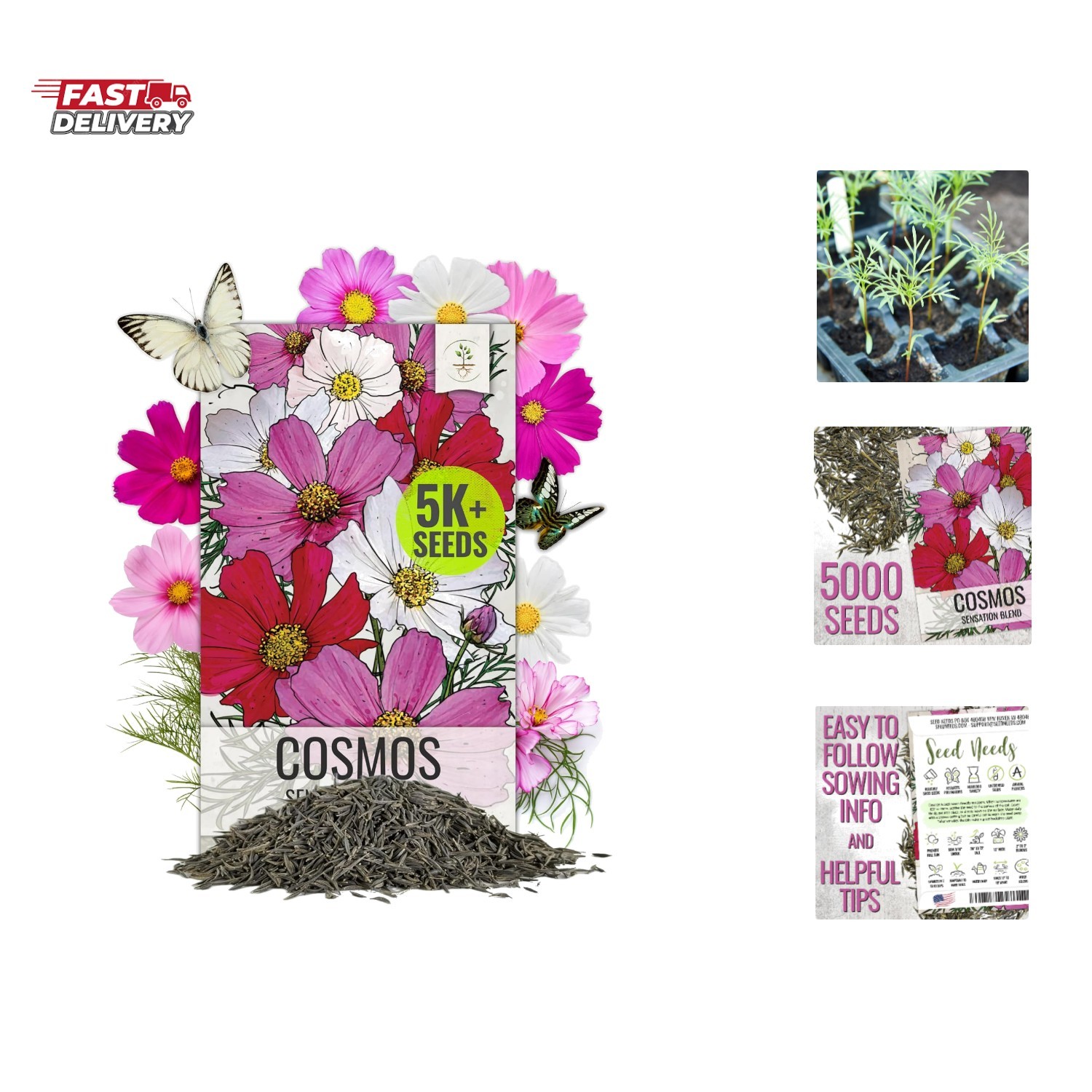 Cosmos Seeds for Planting Sensation Mix | 5,000+ Heirloom Seeds Open Pollinat…