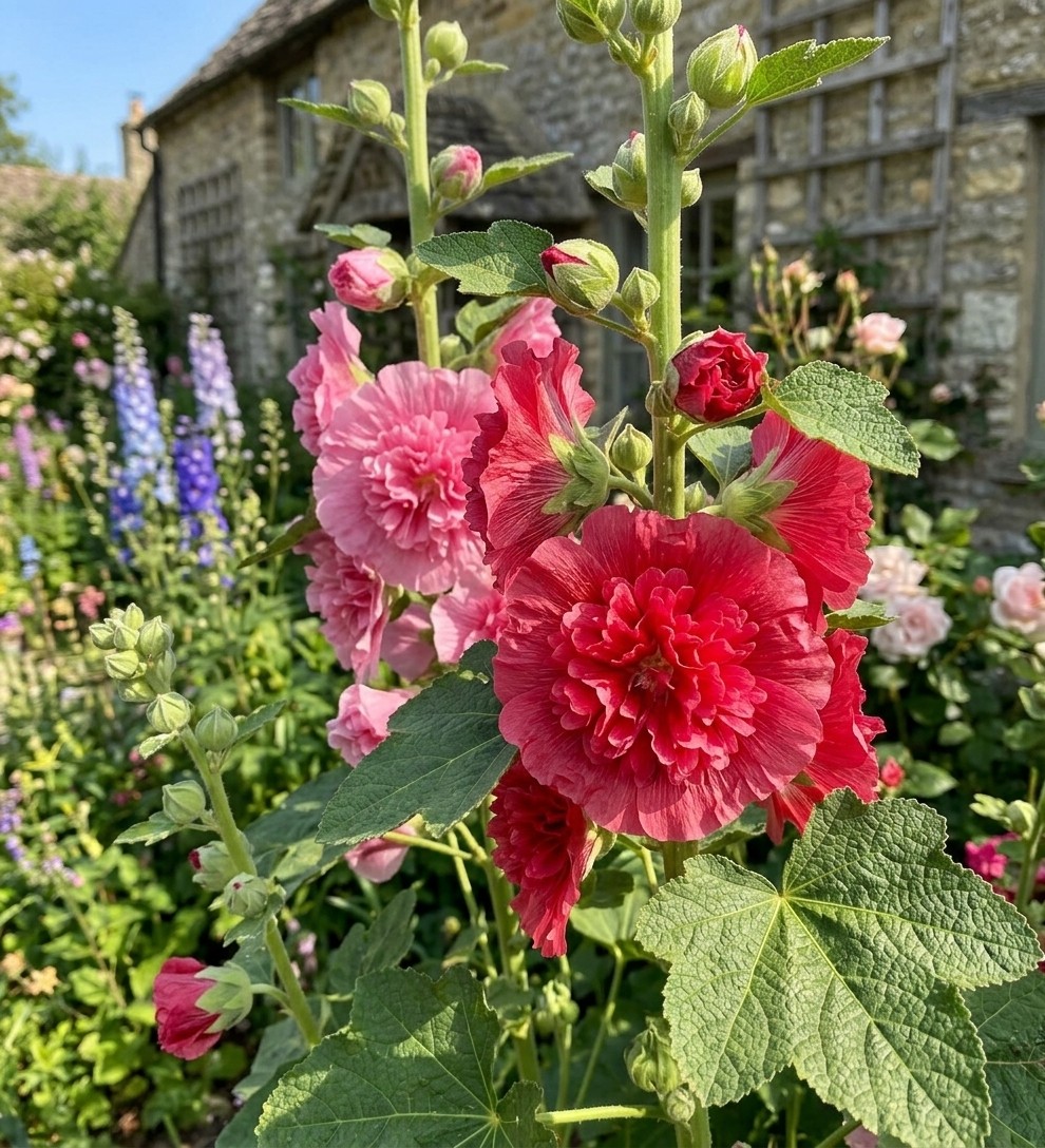 100pcs Hollyhock Ornamental Flower Seeds – Perfect for Home Outdoor Planting Are