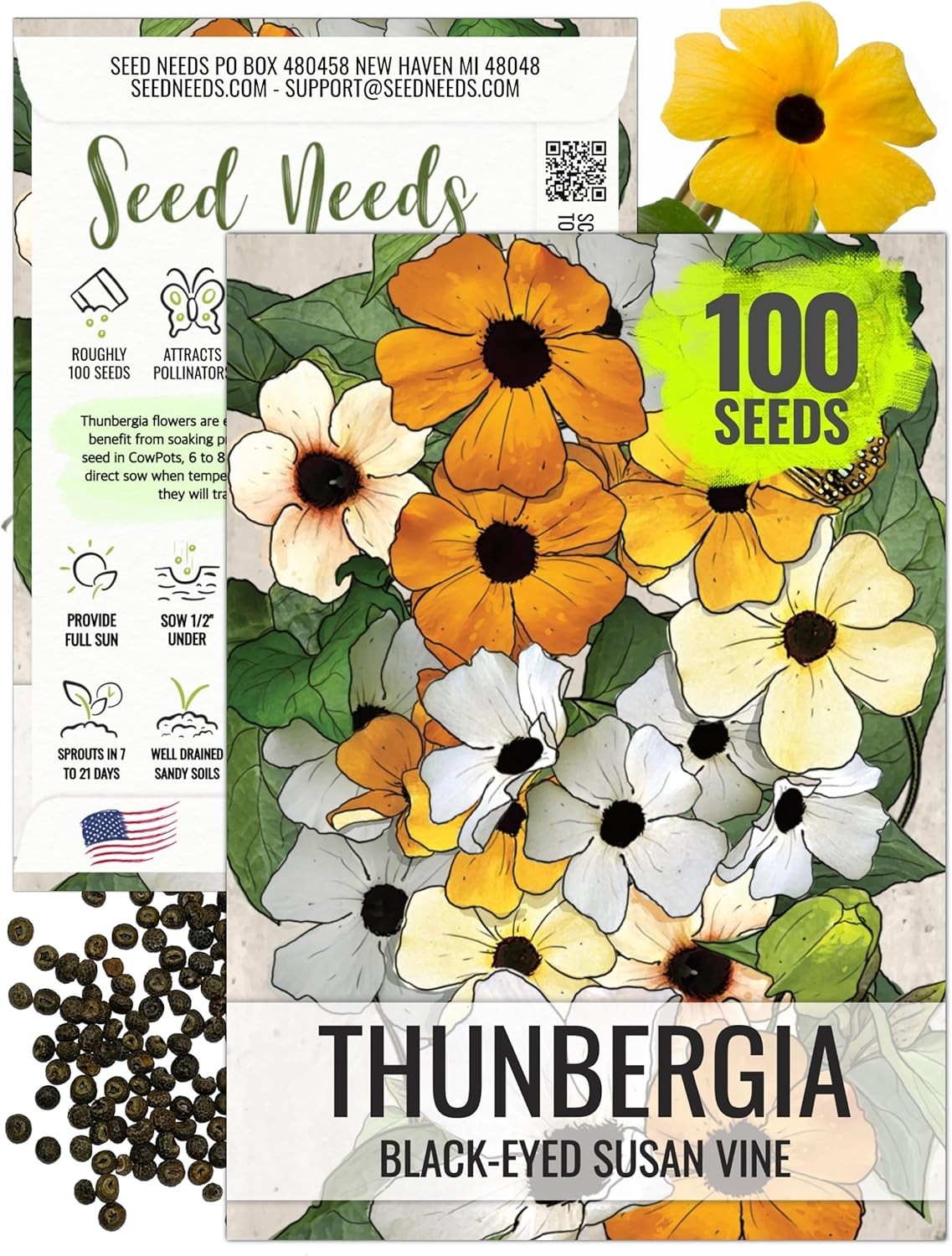 100 Pack of Black-Eyed Susan Seeds – Gorgeous Climbing Vines for Privacy
