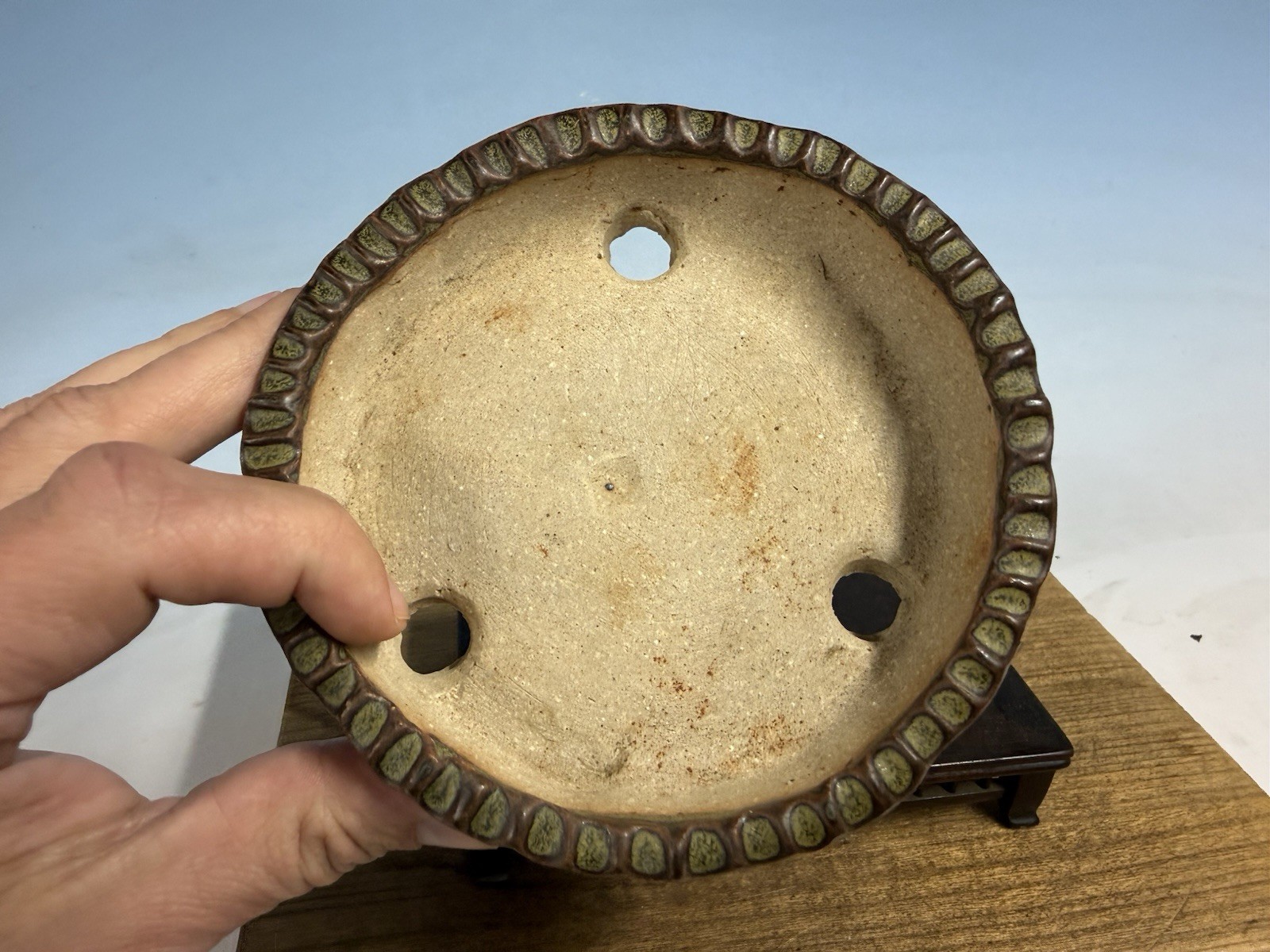 Japanese Unknown Maker Shohin Bonsai Tree Pot 5 1/4 By 1 1/8” Unique Glazed!