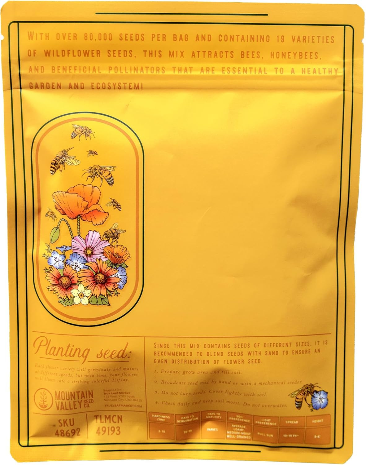 Wildflower Seeds Bulk, Oz. 80,000+ Seeds – save the Bees Mix with 19 Non-Gmo Va
