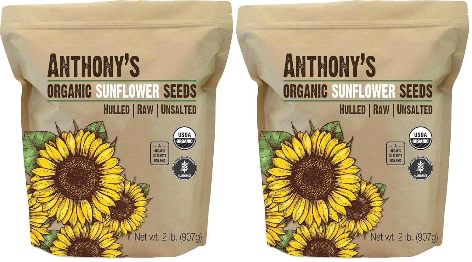 Keto Friendly Sunflower Seeds, 2 lb, Raw, Unsalted (2 Pack)