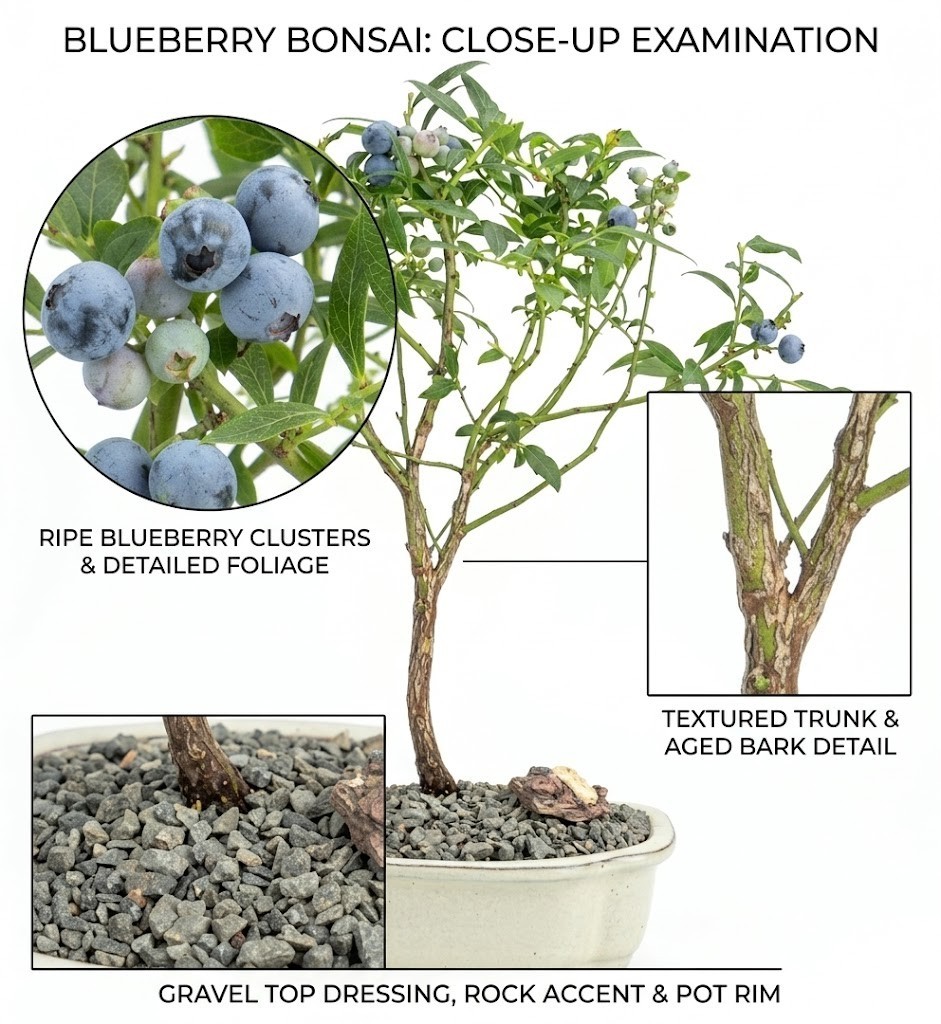 Live 8 Yr Old Top Hat Blueberry Bonsai Tree Edible Fruiting Vaccinium Outdoor 8″