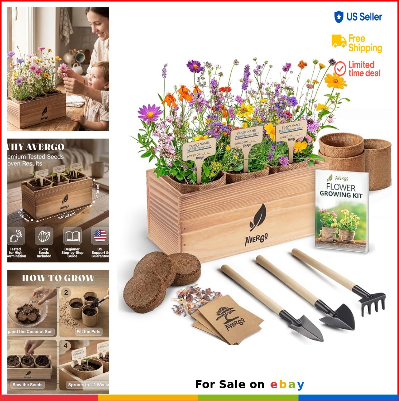 Wildflower Seed Mix Growing Kit Indoor Perennial Annual Burlap Planters Soil