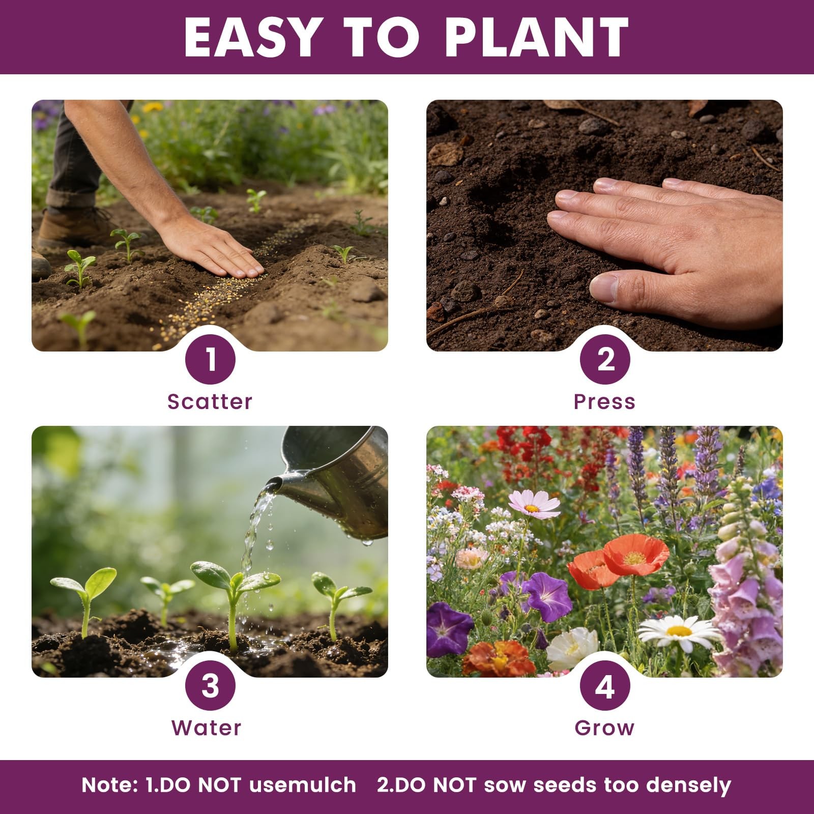 Wildflower Seeds Bulk 10000+, 1.06oz 21 Variety Perennial Mix, Multicolor