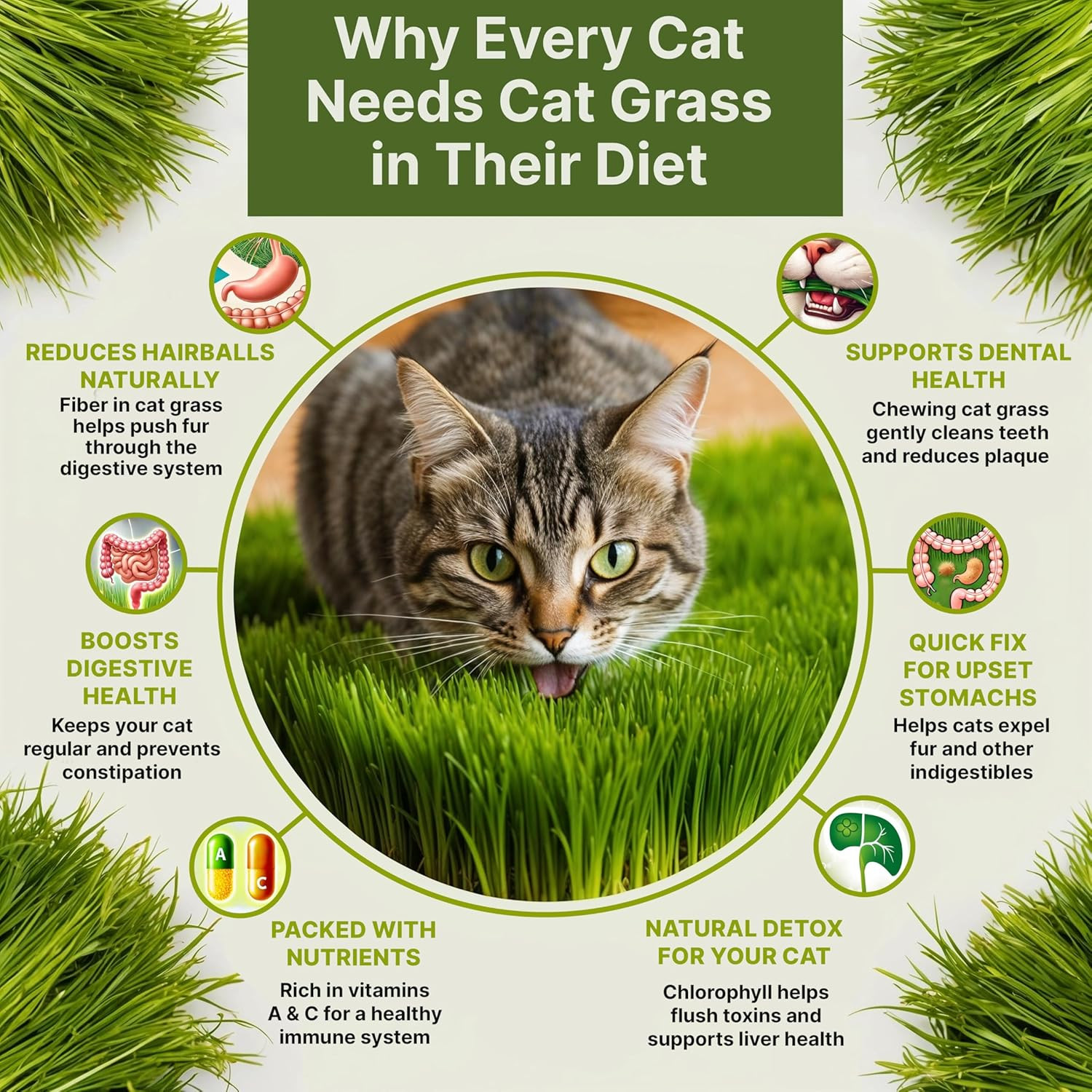 Cat Grass Seeds Mix 16oz – 20,800 Non-GMO Barley, Oat, Rye & Wheat Seeds for Pet
