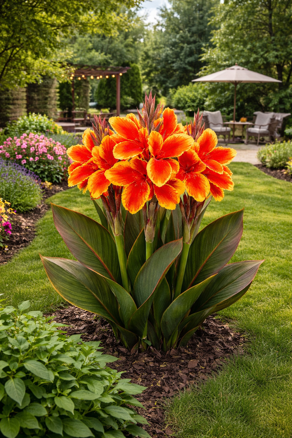 Lucifer Canna Lily Bulbs for Planting-Tropical Summer Blooming Plants – 3 Bulbs