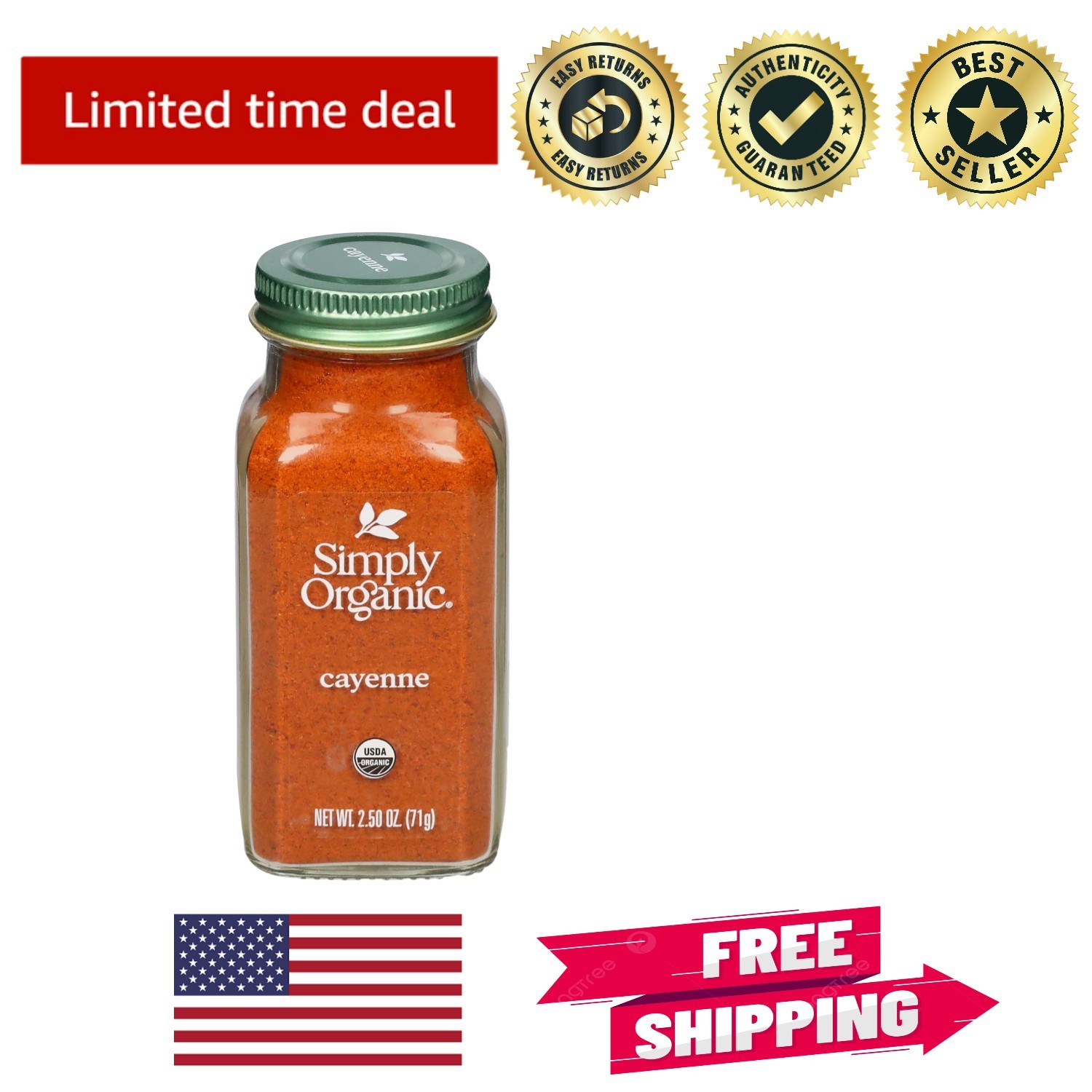 Pure Organic Cayenne Powder, 2.5 Oz – Kosher Spice for Flavorful Cooking