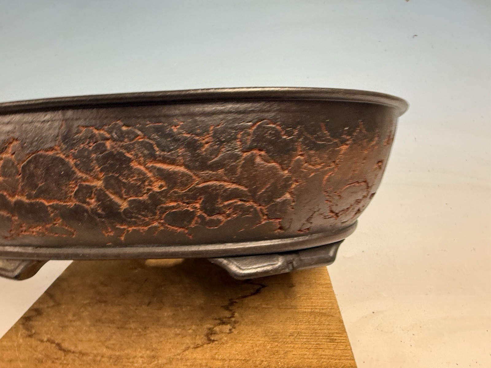 Unique Unglazed Tokoname Bonsai Tree Pot By Sanko 15 3/4” Great Piece