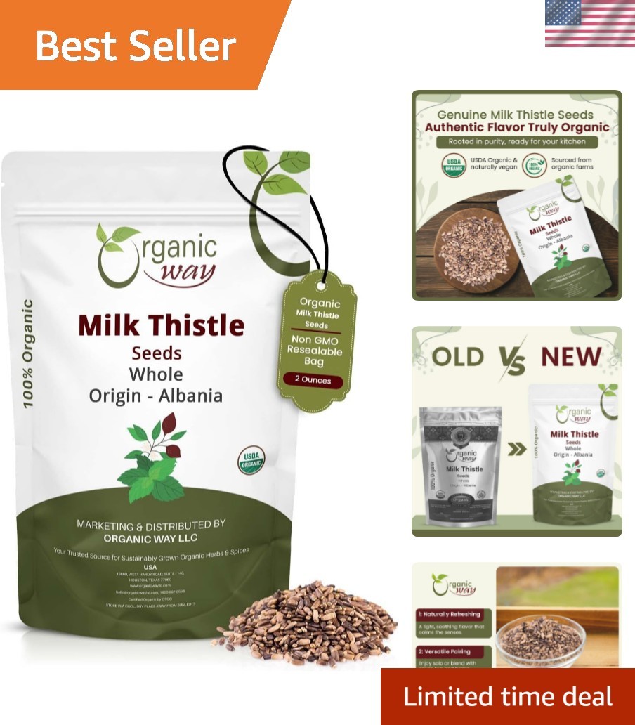 Kosher Certified Milk Thistle Seeds – Organic & Gluten-Free – 2 Oz