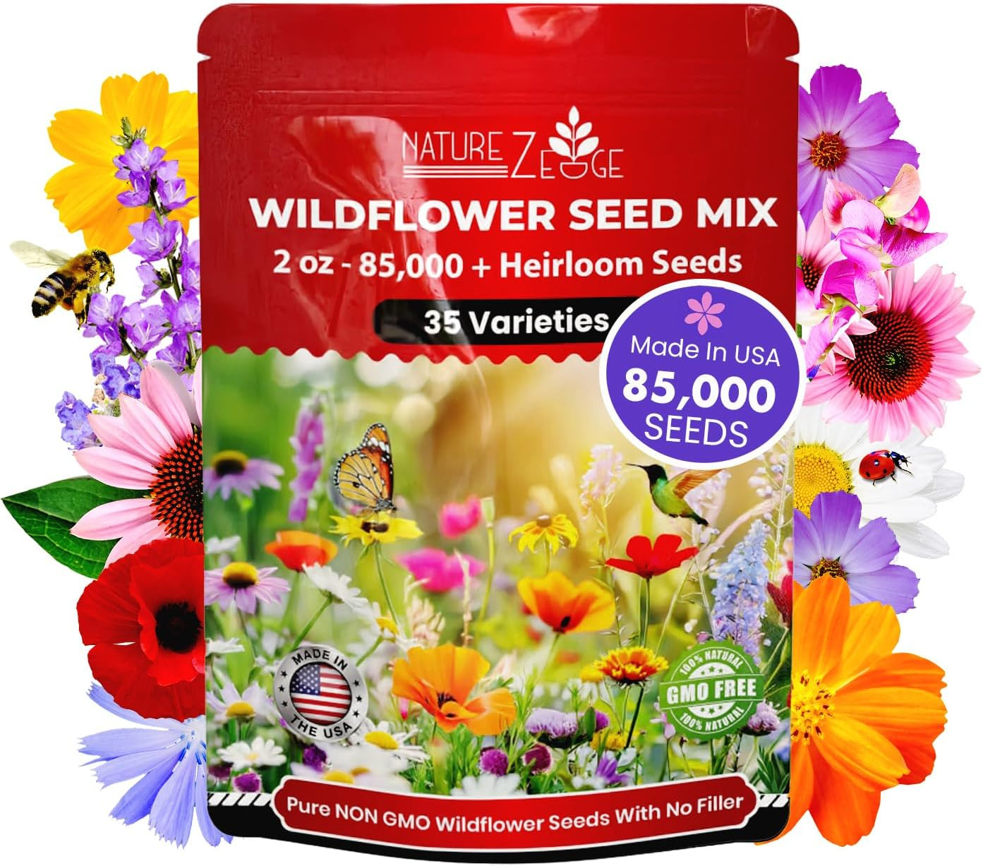 85,000 Wildflower Seeds, 35 Varietiey Wild Flowers Bulk Flower Seeds, Mix of Ann