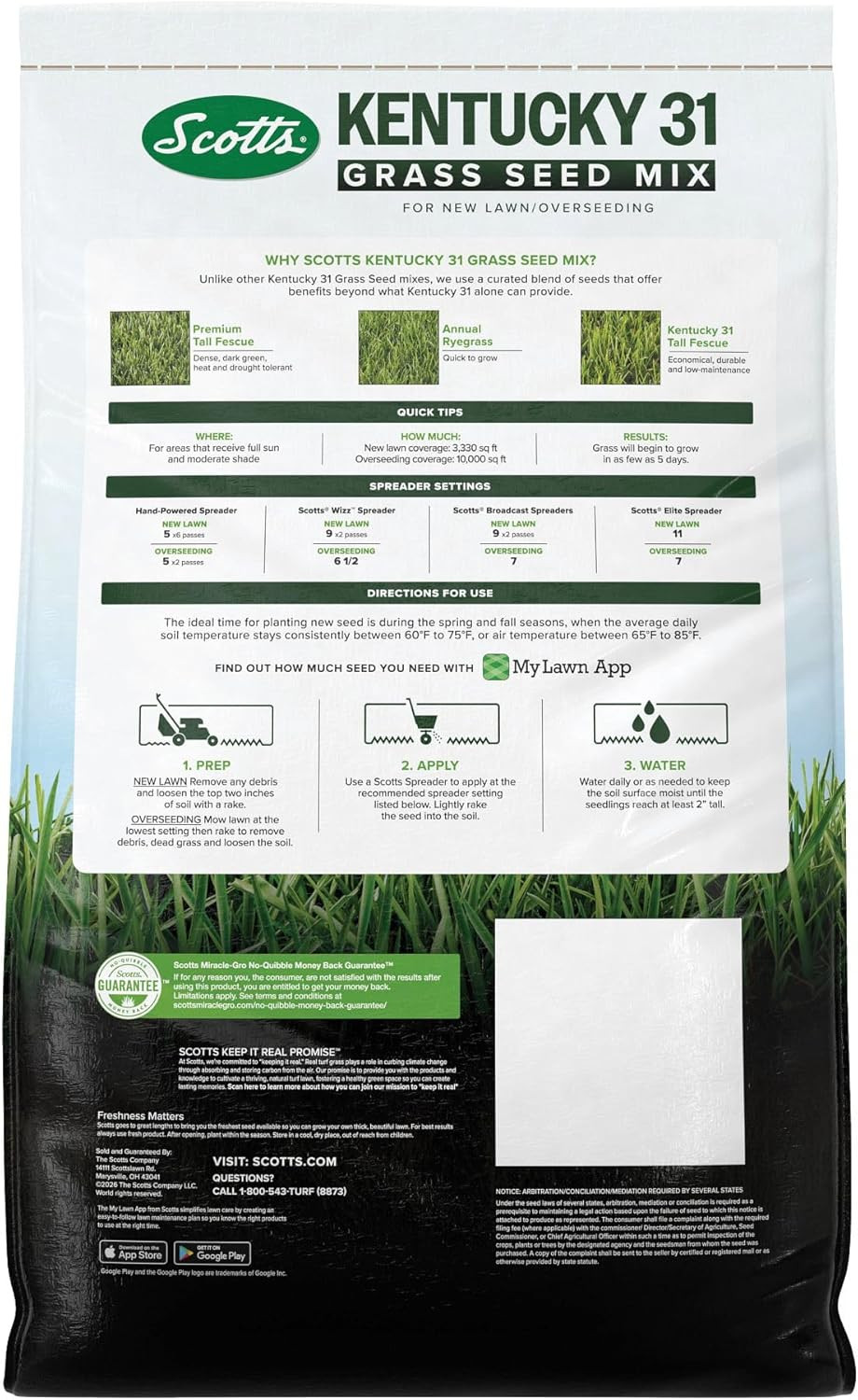 Grass Seed Mix for New Lawn Overseeding Garden Covers up to 10,000 Sq. Ft.