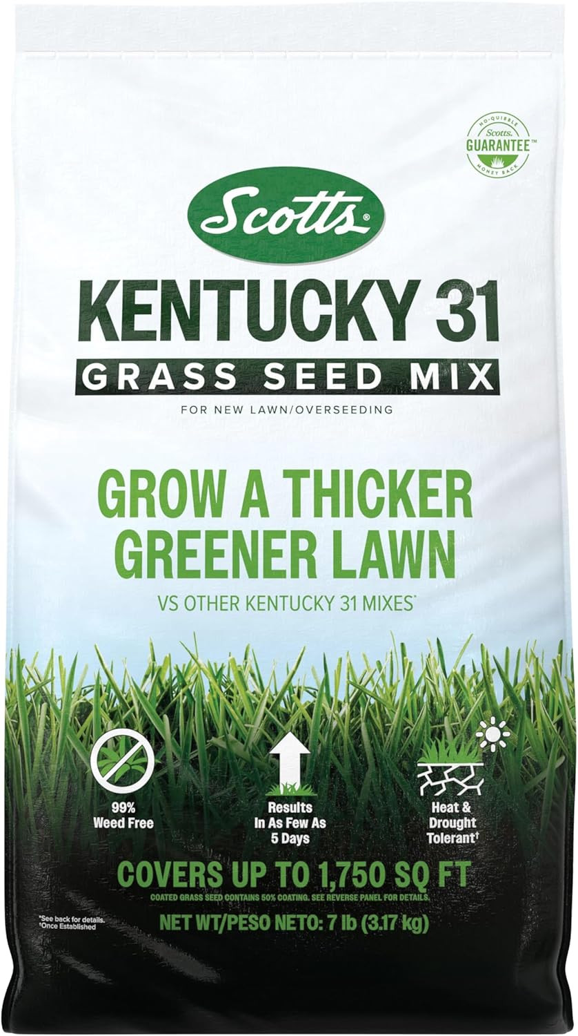 Scotts Kentucky 31 Grass Seed Mix for New Lawns or Overseeding, Grows Thicker an
