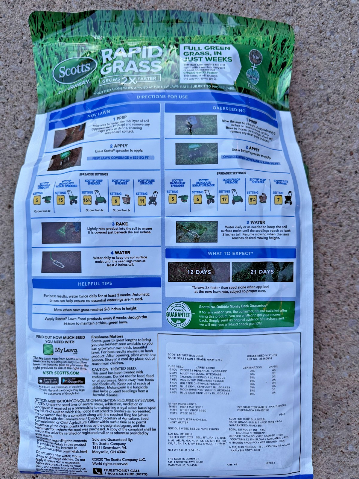 Scotts Turf Builder 5.6 Lbs. Rapid Grass Sun & Shade Combination Seed Fertilize