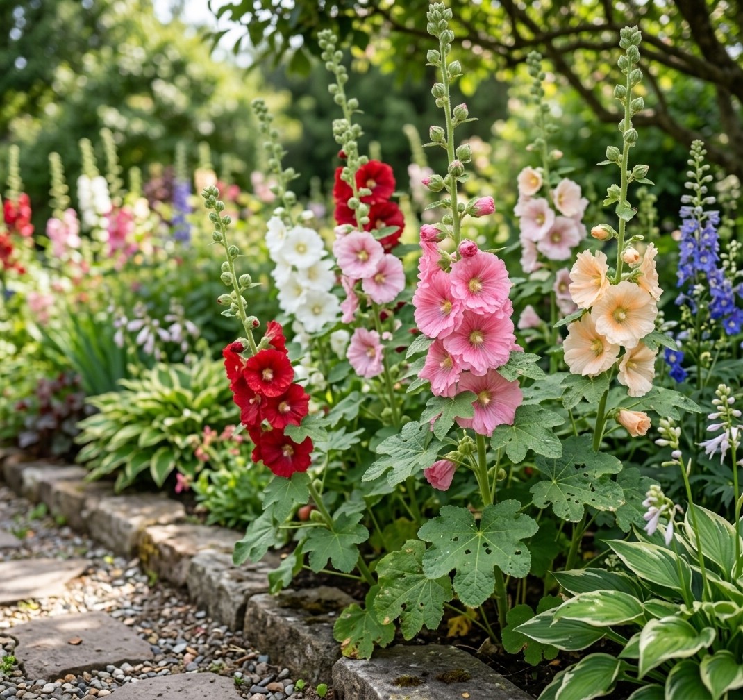100pcs Hollyhock Ornamental Flower Seeds – Perfect for Home Outdoor Planting Are