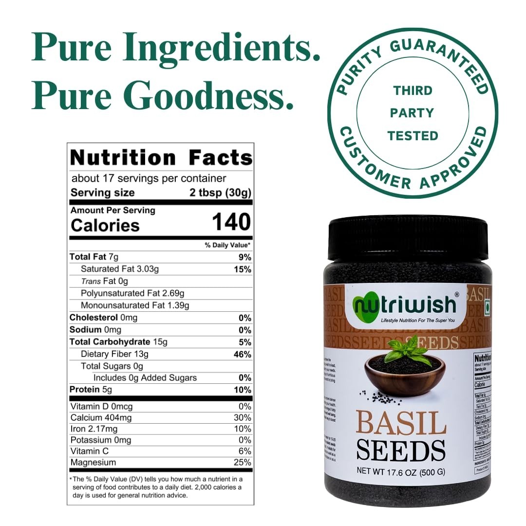 Basil Seeds 17.6 oz 500 g | 100% Natural, Raw & Gluten-Free | Perfect for Smo…