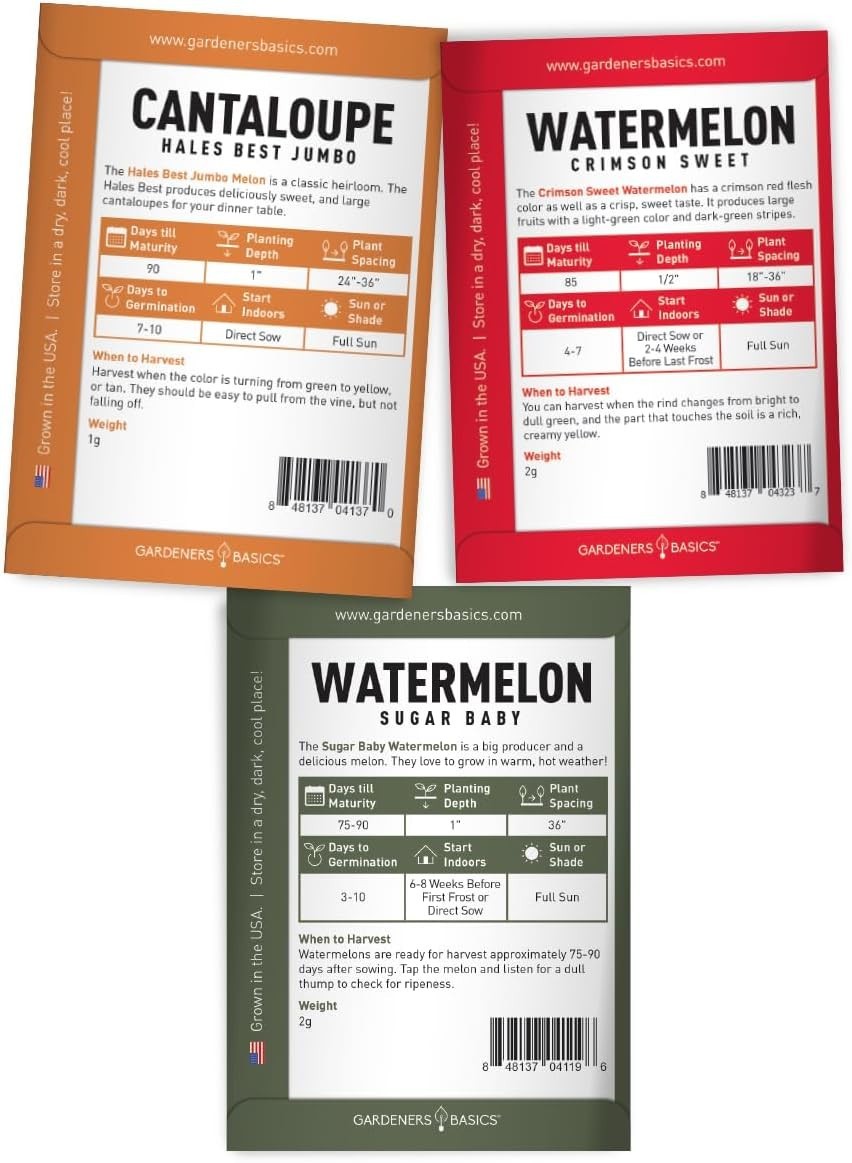 Home Garden Melon Collection: 5 Heirloom Seeds for Sweet Summer Fruits