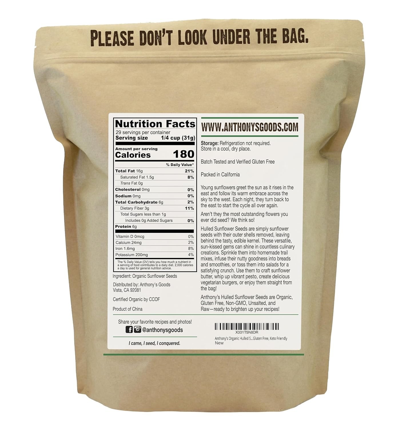 Keto Friendly Sunflower Seeds, 2 lb, Raw, Unsalted (2 Pack)