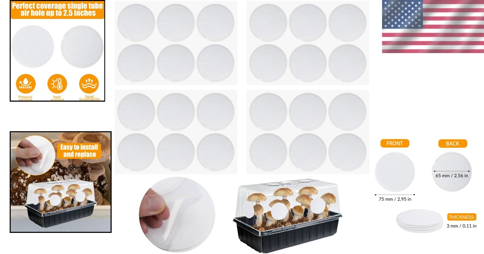 High-Efficiency 2.5in Mushroom Filter Disks – 12PCS for Optimal Gas Exchange