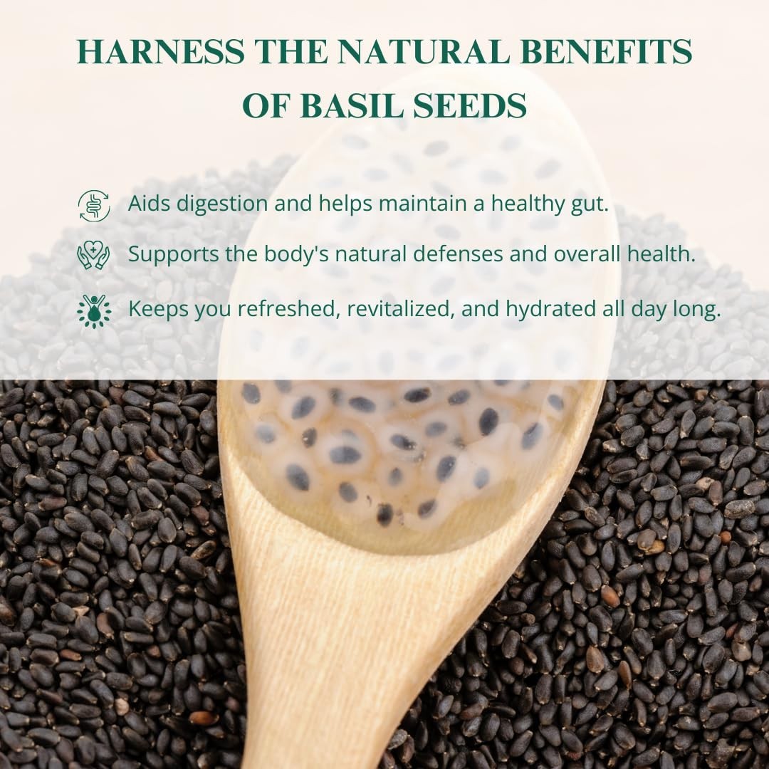 Basil Seeds 17.6 oz 500 g | 100% Natural, Raw & Gluten-Free | Perfect for Smo…