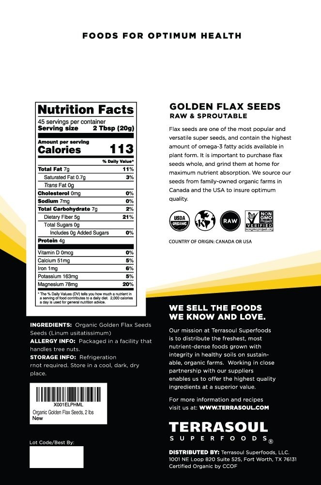USDA Certified Organic Golden Flax Seeds – 6 Lbs Total, Packed for Freshness
