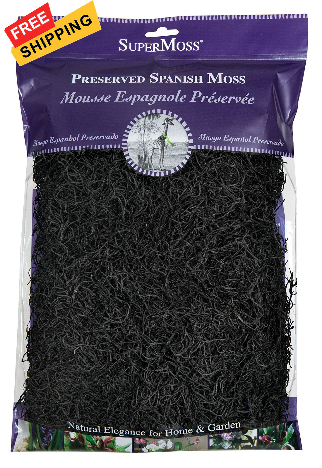 SuperMoss (26973 Spanish Moss Preserved, Black, 8.00 Ounce (Pack of 1), Black