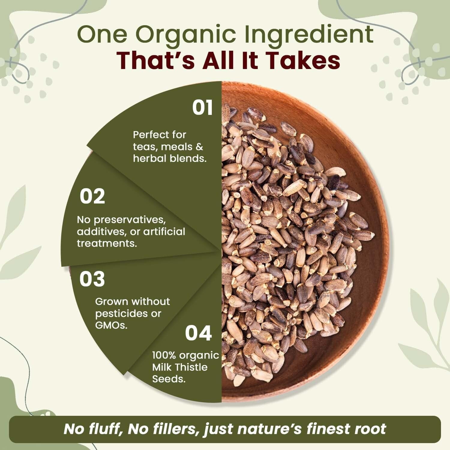 Kosher Certified Milk Thistle Seeds – Organic & Gluten-Free – 2 Oz