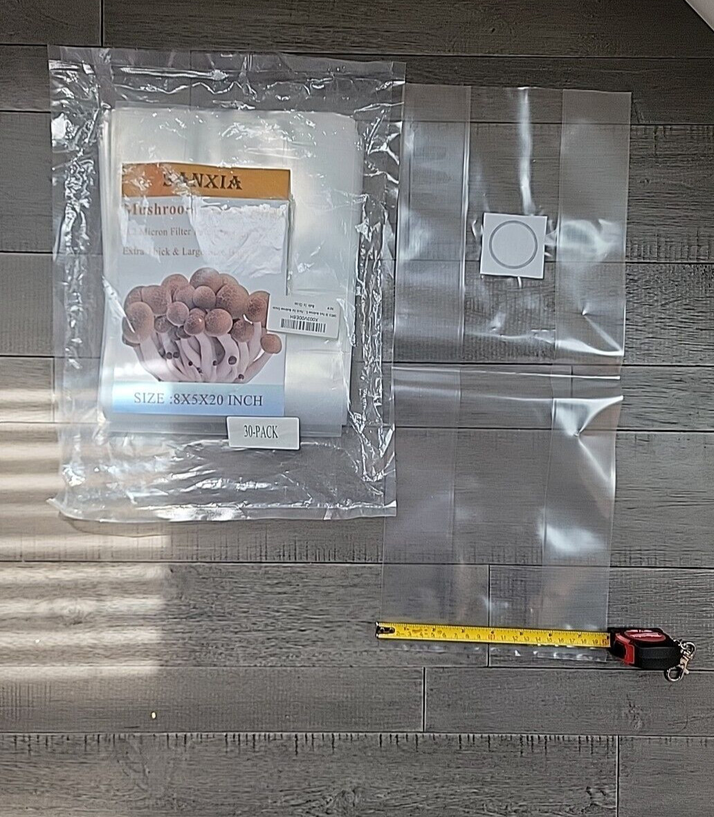 Mushroom Bags Grow Grain Substrate Mycelium Sealable Bag – 30 Count – 8″x5″x20″