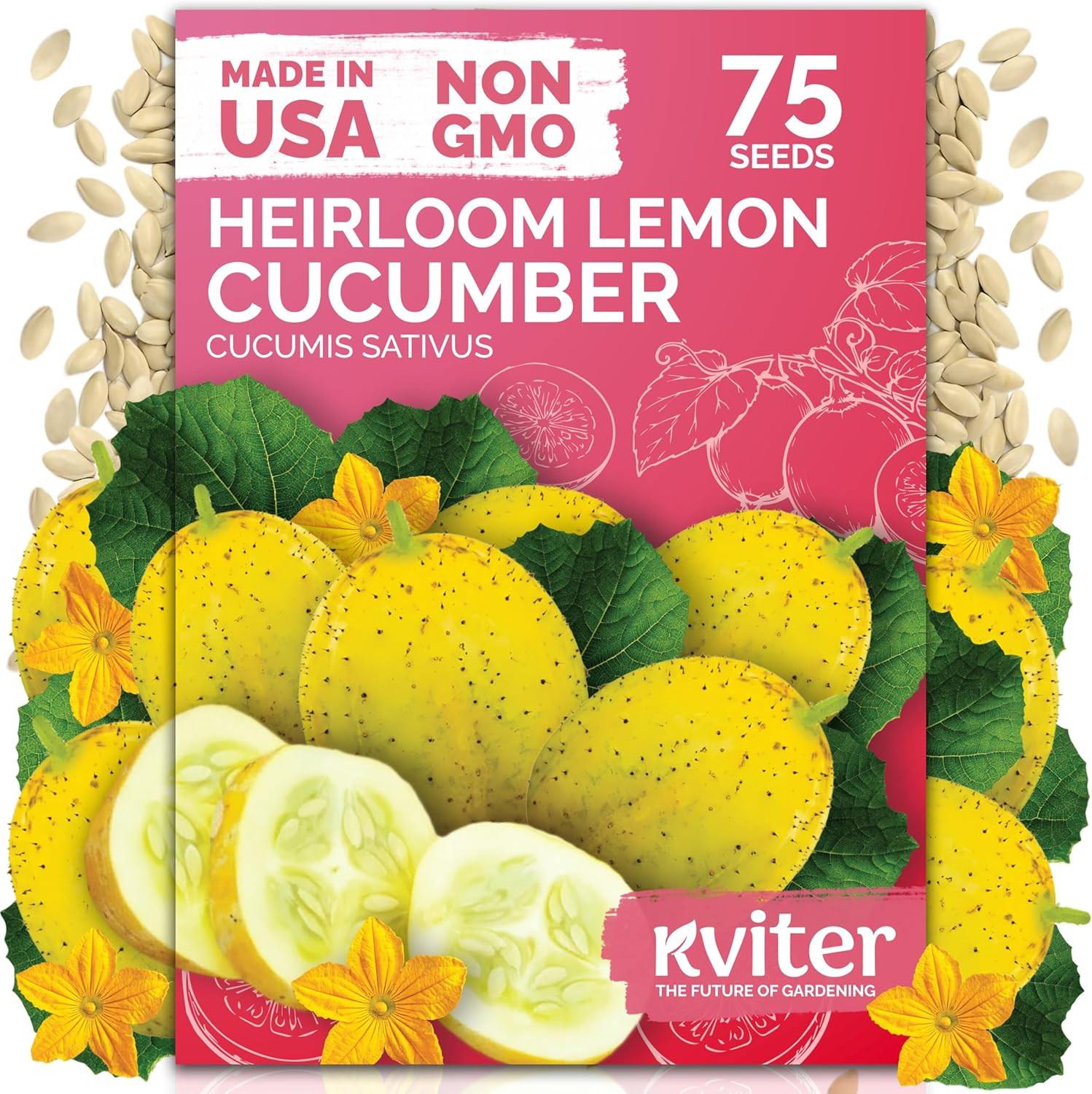 75 Lemon Cucumber Seeds (Cucumis Sativus) – Yellow Garden Lemon Seed Packets, Mi