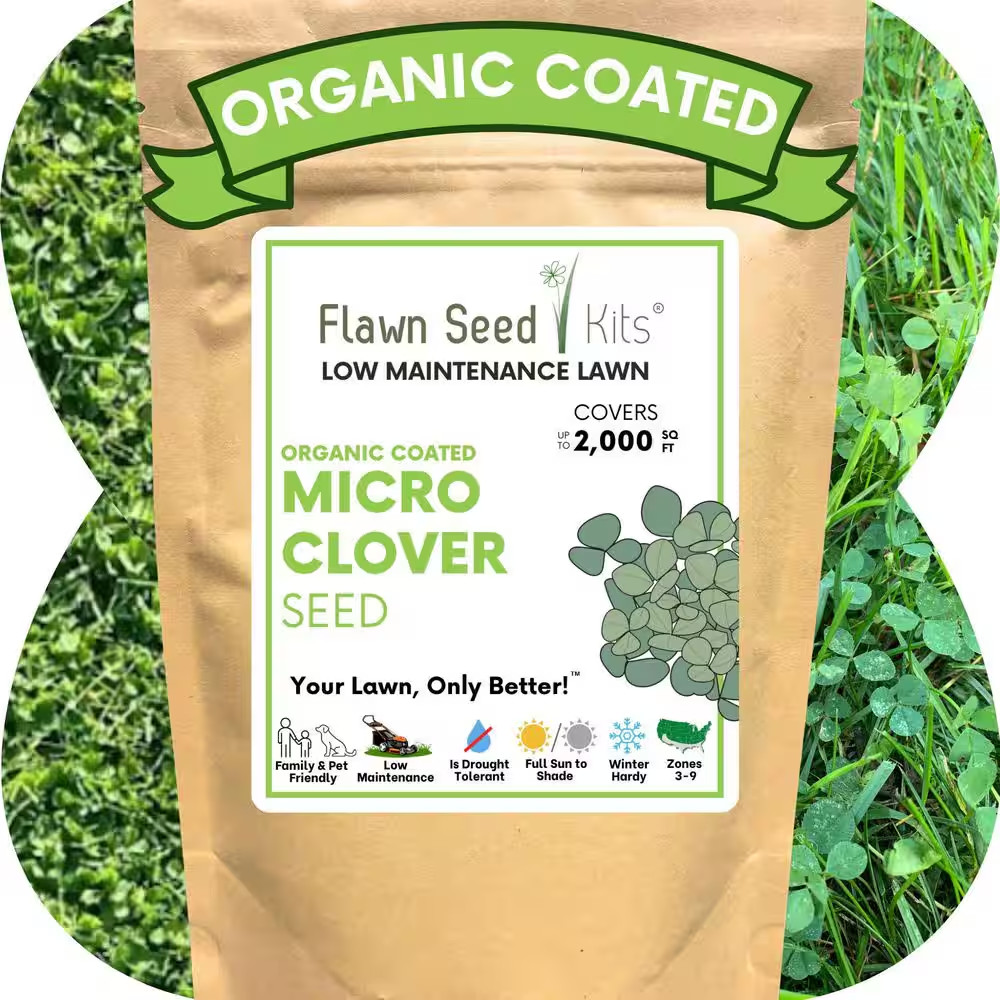 Micro Clover Alternative Grass Seed, Org Coated, Eco-Friendly, Low Growing, Low