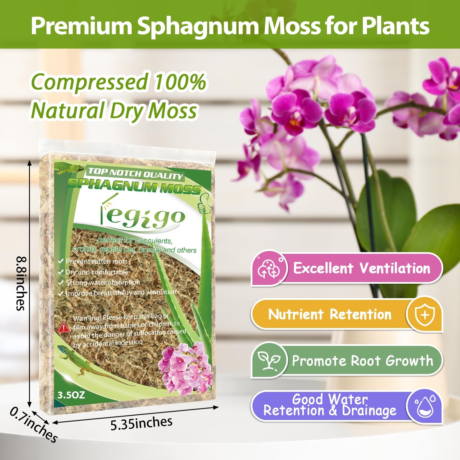 3.5oz Premium Sphagnum Moss Potting Mix- 4 4 quarts, 4 QT(Appx.3.5oz)