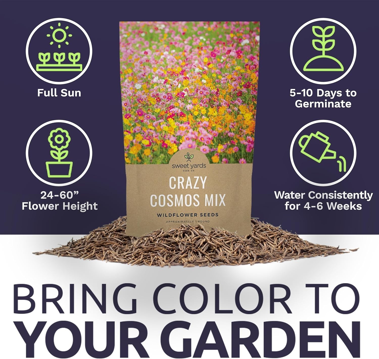 Cosmos Wildflower Mix – 1 lb Bag – 80,000 Seeds