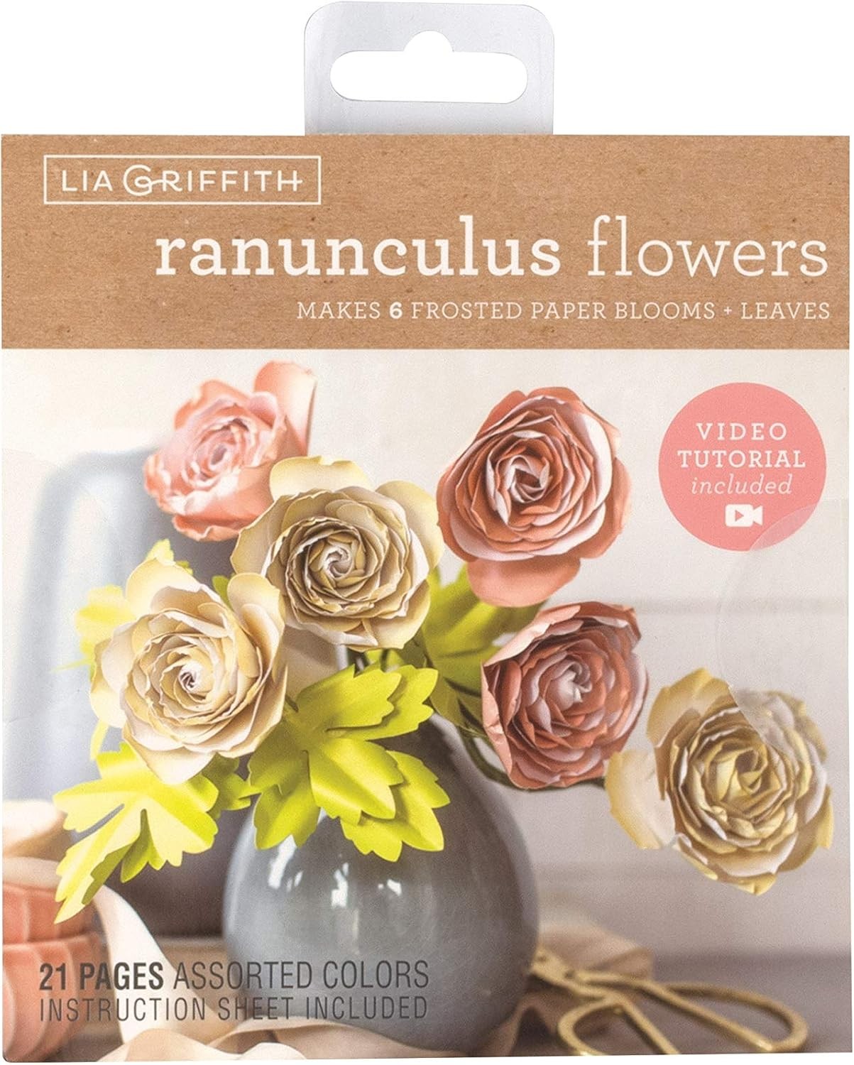 Frosted Paper Blooms Ranunculus Flowers 6″ x 6.5″ Assorted Colors 21 Pages