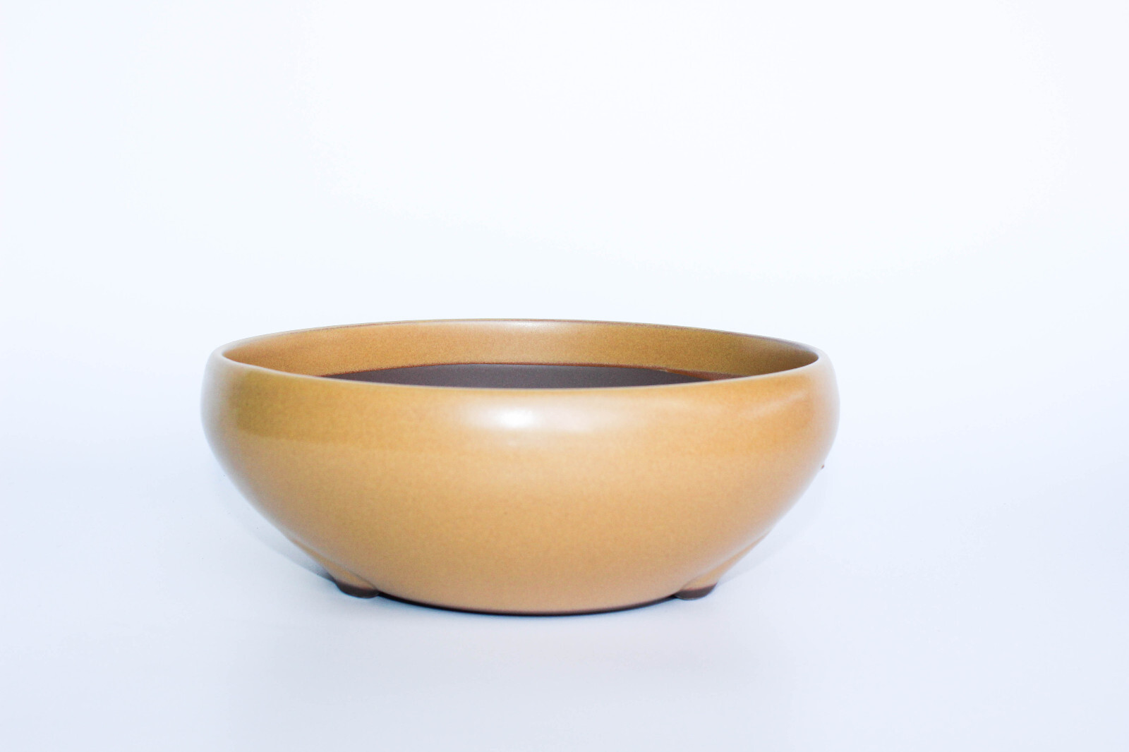 Japanese tapered round pot 8.75″ x 3.5″ Deep, matte mustard
