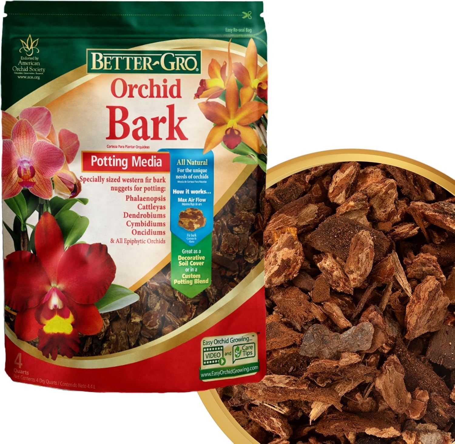 4 Quarts of Versatile Orchid Bark – Ideal for Repotting and Water Retention