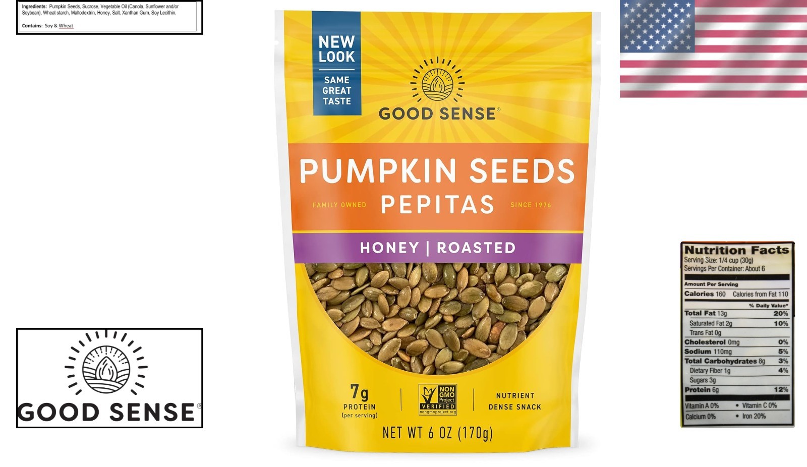 6 Ounce Honey Roasted Pumpkin Seeds Pepitas – Healthy Non-Perishable Snack