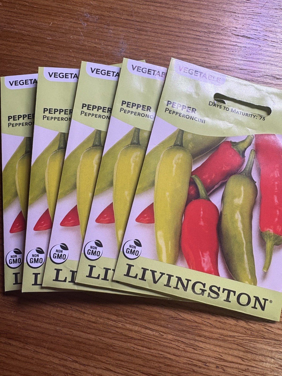 5 PACK BUNDLE Livingston Seed Company Pepperoncini Non-GMO Vegetable Seeds