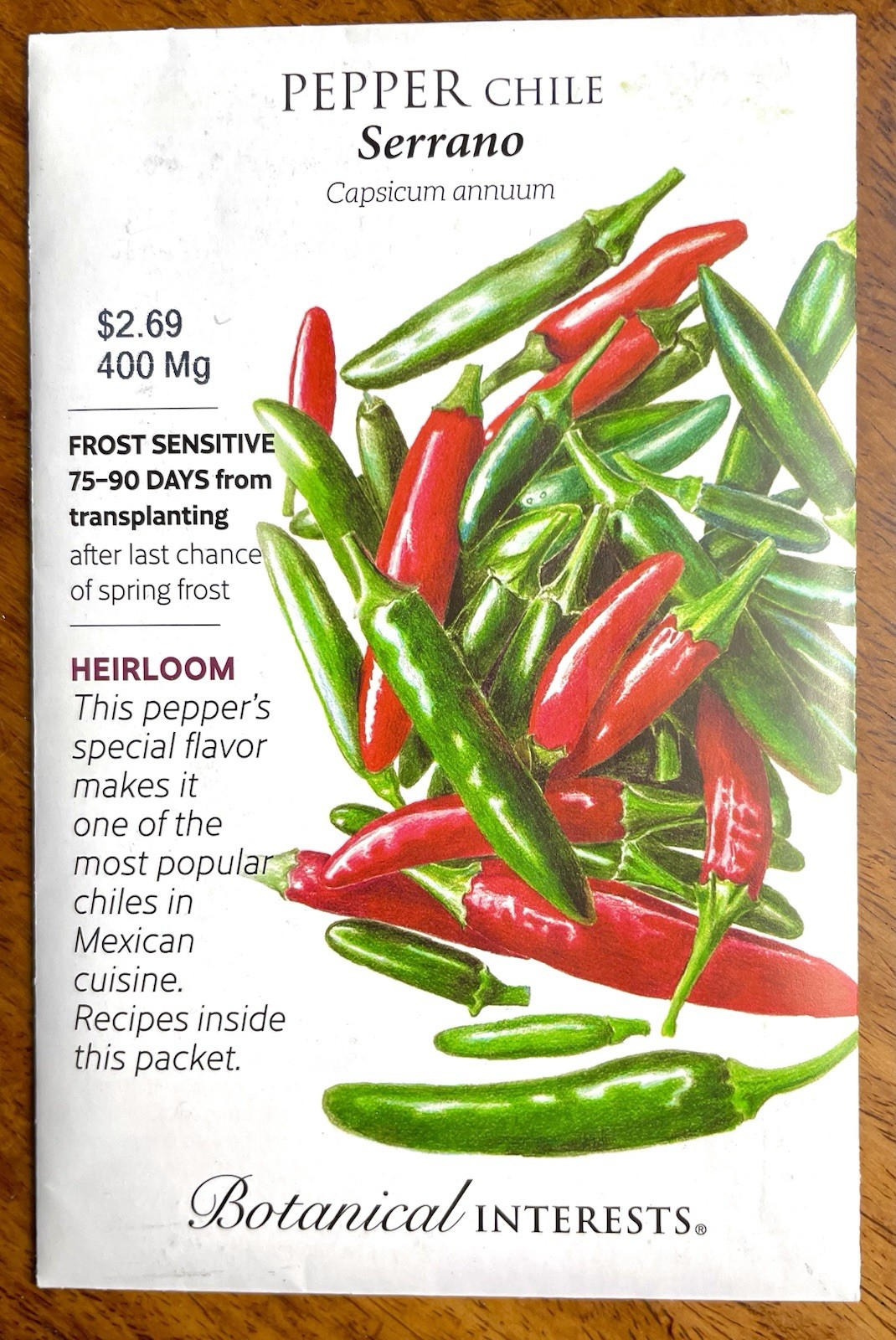 Botanical Interests Pepper Chile Seeds Lot 2 Serrano & NuMex Heritage Big Jim